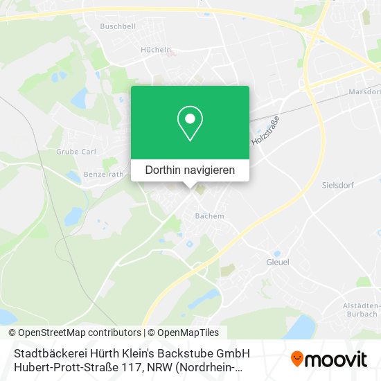 Stadtbäckerei Hürth Klein's Backstube GmbH Hubert-Prott-Straße 117 Karte