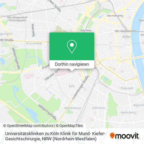 Universitätskliniken zu Köln Klinik für Mund- Kiefer-Gesichtschirurgie Karte