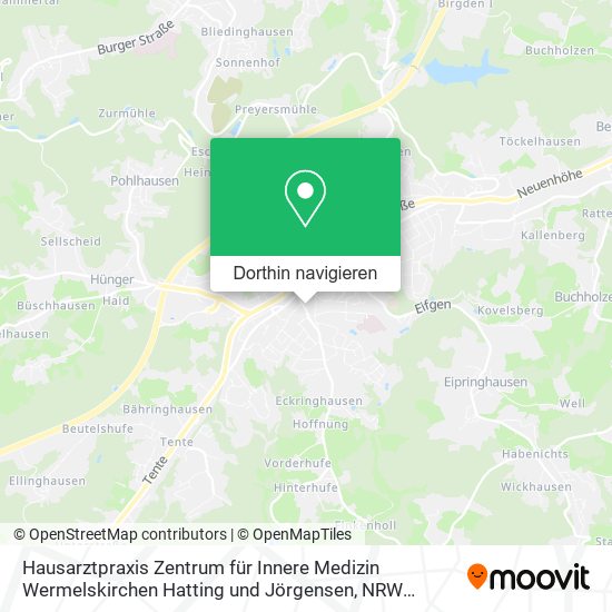 Hausarztpraxis Zentrum für Innere Medizin Wermelskirchen Hatting und Jörgensen Karte