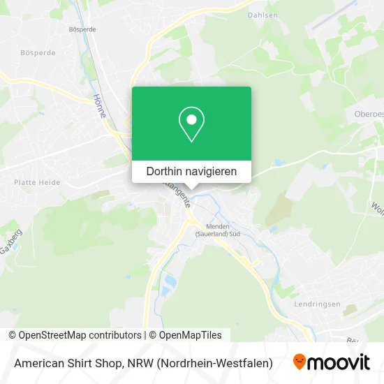 American Shirt Shop Karte