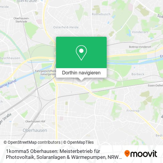 1komma5 Oberhausen: Meisterbetrieb für Photovoltaik, Solaranlagen & Wärmepumpen Karte