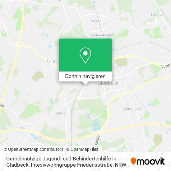 Gemeinnützige Jugend- und Behindertenhilfe in Gladbeck, Intesivwohngruppe Friedensstrabe Karte