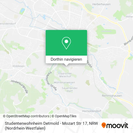 Studentenwohnheim Detmold - Mozart Str 17 Karte