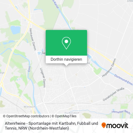 Altenrheine - Sportanlage mit Kartbahn, Fubball und Tennis Karte