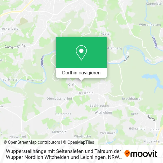 Wuppersteilhänge mit Seitensiefen und Talraum der Wupper Nördlich Witzhelden und Leichlingen Karte