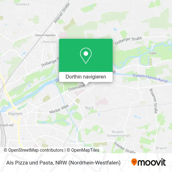 Als Pizza und Pasta Karte