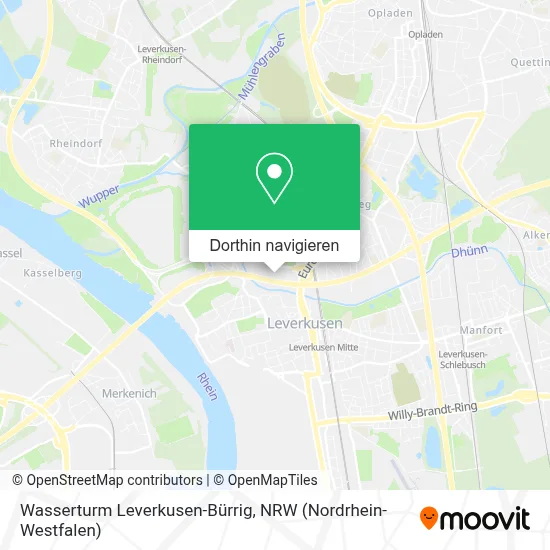 Wasserturm Leverkusen-Bürrig Karte