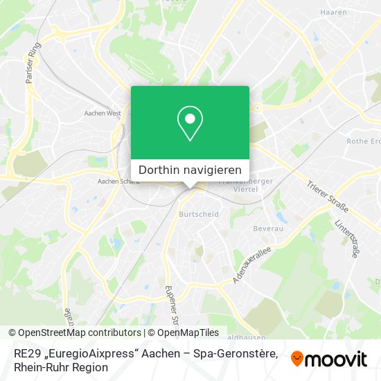 RE29 „EuregioAixpress“ Aachen – Spa-Geronstère Karte