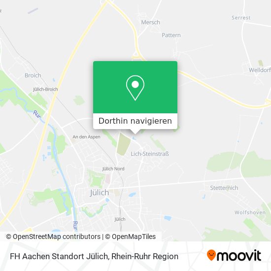 Wie komme ich zu Fh Aachen Standort Jülich mit dem Bus oder der Bahn?