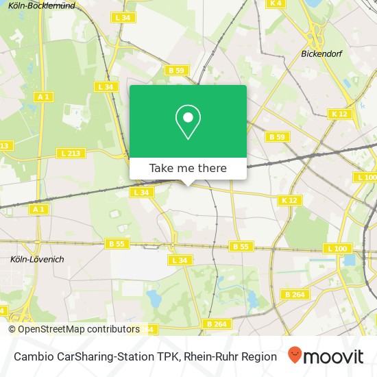 Cambio CarSharing-Station TPK Karte