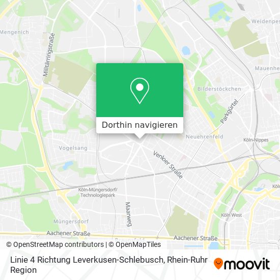 Linie 4 Richtung Leverkusen-Schlebusch Karte
