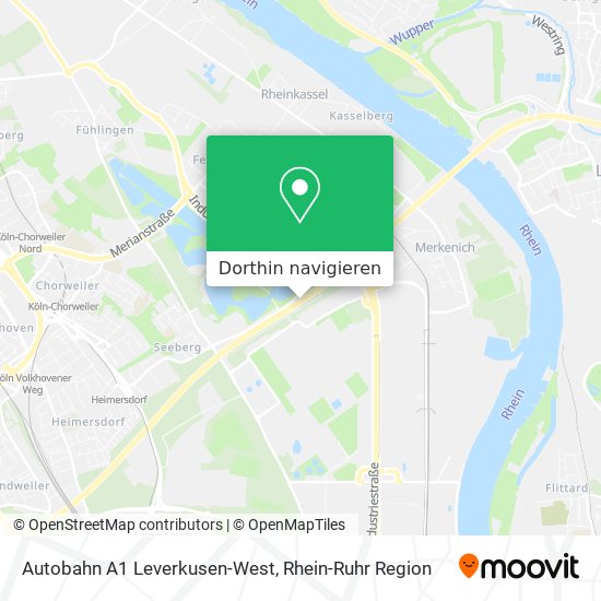 Autobahn A1 Leverkusen-West Karte
