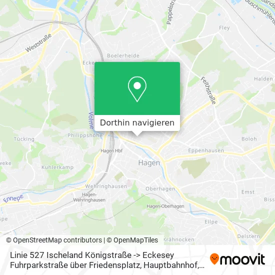 Linie 527 Ischeland Königstraße -> Eckesey Fuhrparkstraße über Friedensplatz, Hauptbahnhof, Volkspa Karte