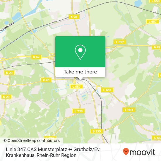 Linie 347 CAS Münsterplatz ↔ Grutholz / Ev. Krankenhaus Karte