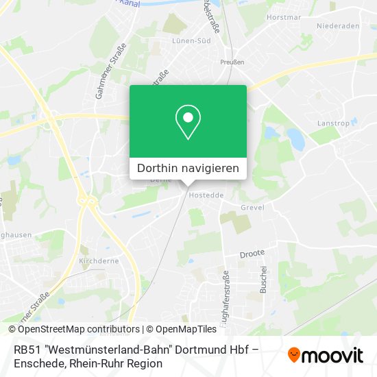 RB51 "Westmünsterland-Bahn" Dortmund Hbf – Enschede Karte