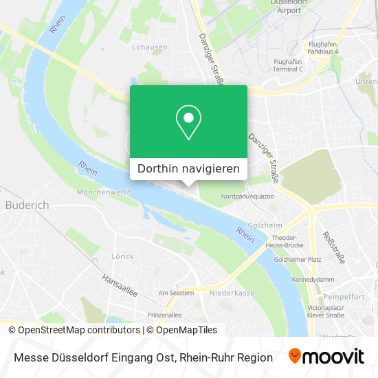 Wie komme ich zu Messe Düsseldorf Eingang Ost mit dem Bus, der U-Bahn