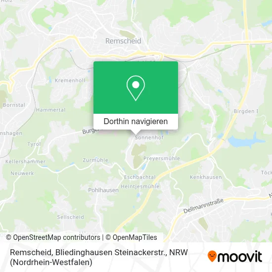 Remscheid, Bliedinghausen Steinackerstr. Karte