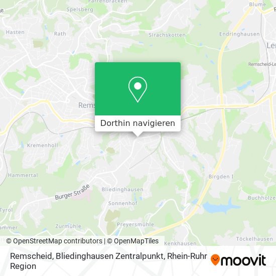 Remscheid, Bliedinghausen Zentralpunkt Karte