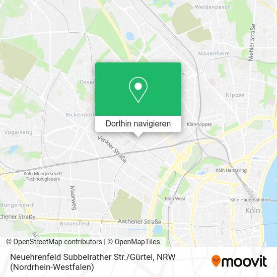 Neuehrenfeld Subbelrather Str. / Gürtel Karte