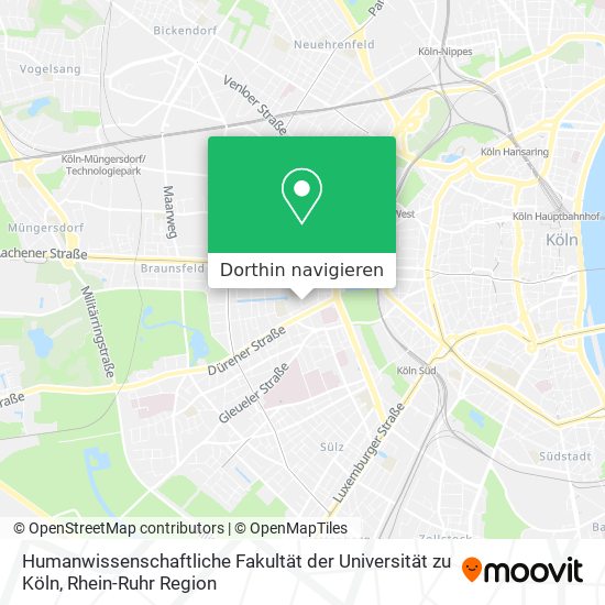 Wie komme ich zu Humanwissenschaftliche Fakultät Der Universität Zu Köln  mit dem Bus, der Bahn oder der Straßenbahn?