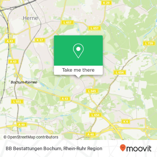 BB Bestattungen Bochum Karte