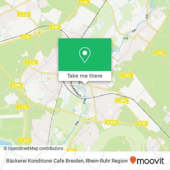 Bäckerei Konditorei Cafe Breiden, Kölner Straße 15 41515 Grevenbroich Karte