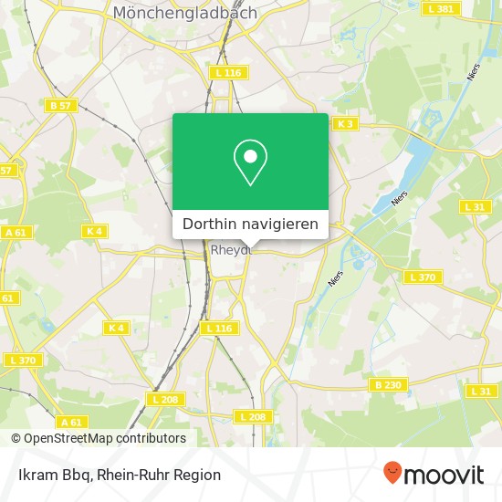 Ikram Bbq, Gracht 1 Rheydt, 41236 Mönchengladbach Karte