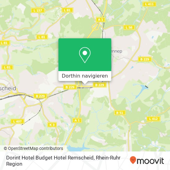 Dorint Hotel Budget Hotel Remscheid, Jägerwald 4 Lennep, 42897 Remscheid Karte