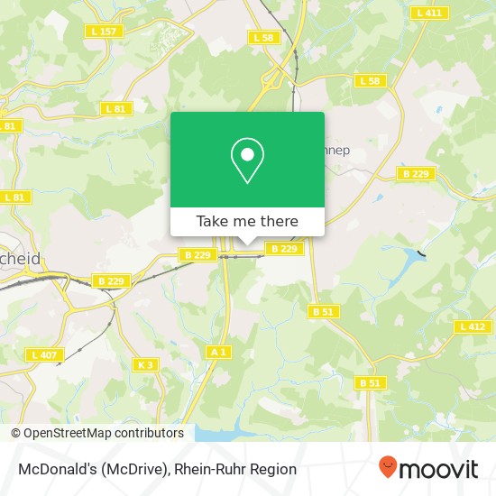 McDonald's (McDrive), Jägerwald 8 Lennep, 42897 Remscheid Karte