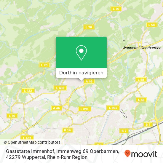 Gaststatte Immenhof, Immenweg 69 Oberbarmen, 42279 Wuppertal Karte