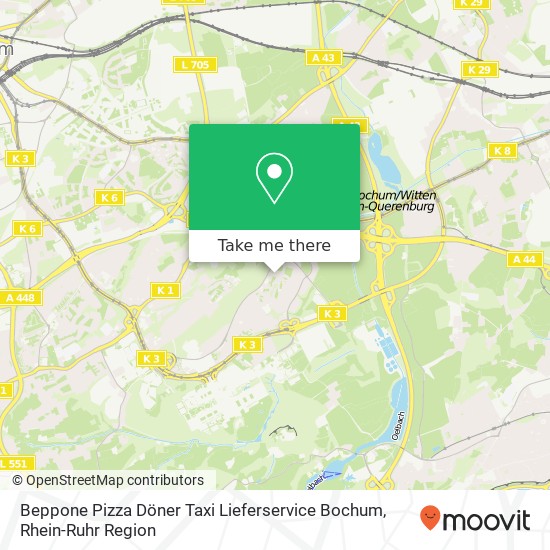 Beppone Pizza Döner Taxi Lieferservice Bochum, Hustadtring 57 Querenburg, 44801 Bochum Karte