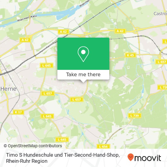 Timo S Hundeschule und Tier-Second-Hand-Shop, Mont-Cenis-Straße 310 Sodingen, 44627 Herne Karte