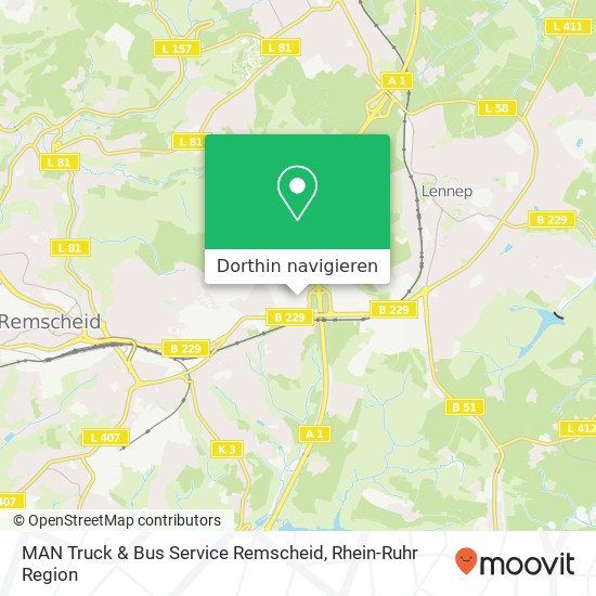 MAN Truck & Bus Service Remscheid Karte