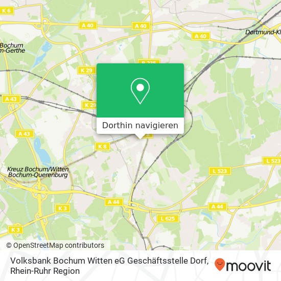 Volksbank Bochum Witten eG Geschäftsstelle Dorf Karte
