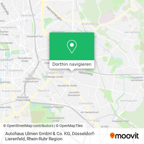 Autohaus Ulmen GmbH & Co. KG, Düsseldorf-Lierenfeld Karte