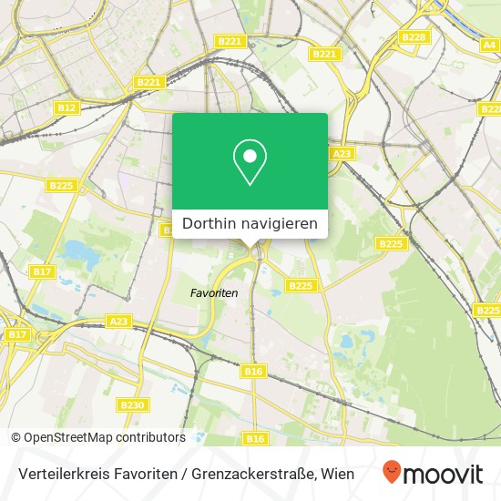 Verteilerkreis Favoriten / Grenzackerstraße Karte