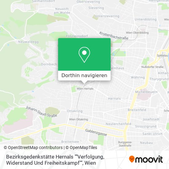 Bezirksgedenkstätte Hernals ""Verfolgung, Widerstand Und Freiheitskampf"" Karte