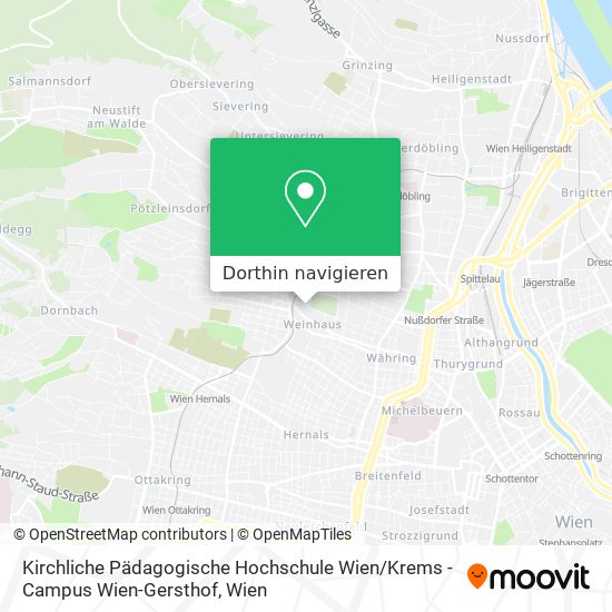 Kirchliche Pädagogische Hochschule Wien / Krems - Campus Wien-Gersthof Karte