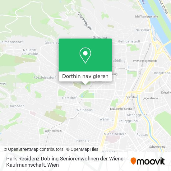Park Residenz Döbling Seniorenwohnen der Wiener Kaufmannschaft Karte