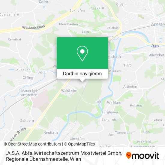 .A.S.A. Abfallwirtschaftszentrum Mostviertel Gmbh, Regionale Übernahmestelle Karte