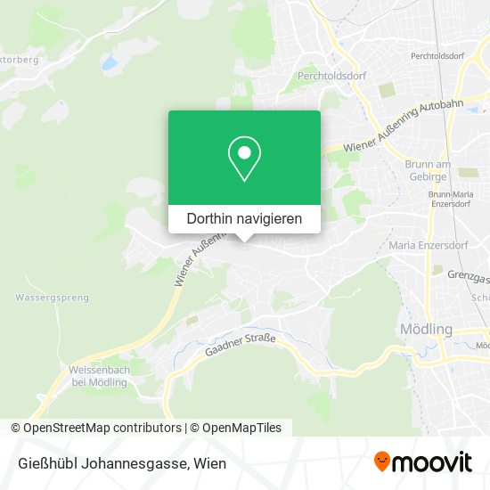 Gießhübl Johannesgasse Karte