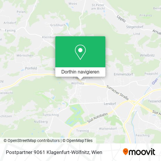 Postpartner 9061 Klagenfurt-Wölfnitz Karte