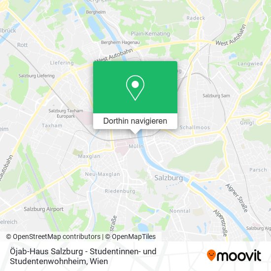 Öjab-Haus Salzburg - Studentinnen- und Studentenwohnheim Karte