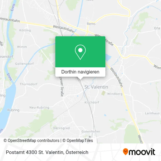 Postamt 4300 St. Valentin Karte