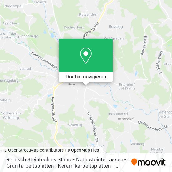 Reinisch Steintechnik Stainz - Natursteinterrassen - Granitarbeitsplatten - Keramikarbeitsplatten - Karte