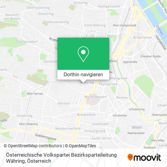 Österreichische Volkspartei Bezirksparteileitung Währing Karte