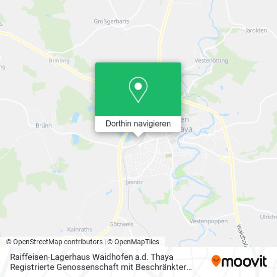 Raiffeisen-Lagerhaus Waidhofen a.d. Thaya Registrierte Genossenschaft mit Beschränkter Haftung Fili Karte