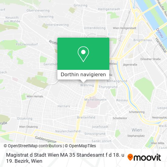 Magistrat d Stadt Wien MA 35 Standesamt f d 18. u 19. Bezirk Karte