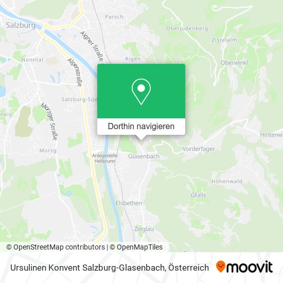 Ursulinen Konvent Salzburg-Glasenbach Karte