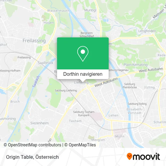 Origin Table Karte